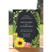 Uitnodiging voor zonnebloembruiloft met donkere ac