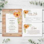 Invitation Tout en un tournesol Floral Mariage (Personnalisez la collection de ce créateur indépendant.)