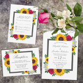 Invitation En Aluminium Sunflower Rose Daisy Automne Floral Mariage