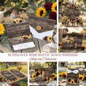 Invitation Tout En Un Rustic Sunflower Roses Photo QR Code Wedding