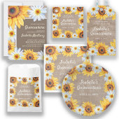 Serviette En Papier Sunflowers White Daisy Burlap Quinceañera Nom