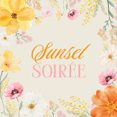 Menu de nourriture d'anniversaire Fleurs pastel or