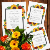Serviette En Papier Sunset Sunflower Rose Floral Mariage