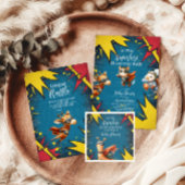 Carte D'accompagnement Superhero Animaux Garçon Baby shower Diapper Raffl