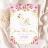 Carte Postale Baby shower Rose Swan Pink et Gold