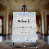 Invitation Sweet 16 parties scintillant bleu argent élégant f