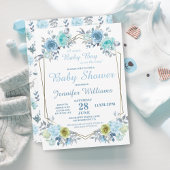 Assiettes En Carton Joli Floral Bleu C'est un Baby shower garçon