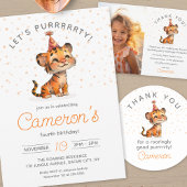 Zoete oranje tijger kind verjaardagsviering bedankkaart