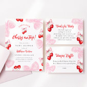 Carte D'accompagnement Brochure Baby shower cerisier rose