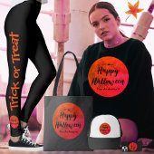 T-shirt Typographie Pleine lune effrayante Orange noir Hal