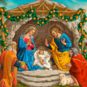 Étoile au-dessus de carte de Noël de Bethlehem
