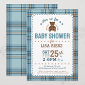 Invitation Classic Tartain Plaid Teddy Bear Baby Shower