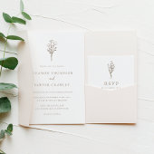 Carte D'accompagnement Détails de mariage Bouquet Floral Minimaliste Taup