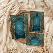 Invitation Teal Archway Islamic Wedding