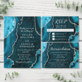 Programme Teal Blue and Silver Agate Wedding Program (Personnalisez la collection de ce créateur indépendant.)