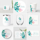 Invitation Boho Turquoise bleu et or aquarelle Mariage floral