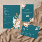 Invitation Elégant Turquoise foncé Boho Chic Fall Floral Mari (Personnalisez la collection de ce créateur indépendant. )