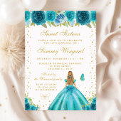 Blauwgroen bruin haar meisje verjaardagsfeestje we poster