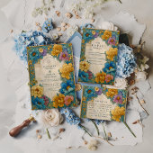 Save The Date Teal Gold Botanical Wedding