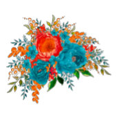 Numéro De Table Turquoise rouge orange Mariage botanique