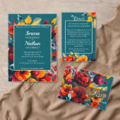 Faire-part de mariage Turquoise classique fleur sa (Personnalisez la collection de ce créateur indépendant. )