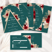 Invitation Tout En Un Roses turquoises et bourguignons tous en un Invita