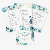 Invitation Mariage photo Turquoise blanc