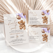 Serviette En Papier ours en peluche, ours bébé, ballon violet, Baby sh