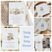 Invitation Teddy Bear Balloon Boy Bearly Wait Baby shower