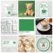 Invitation Baby Shower Café Rétro - Vert Rétro