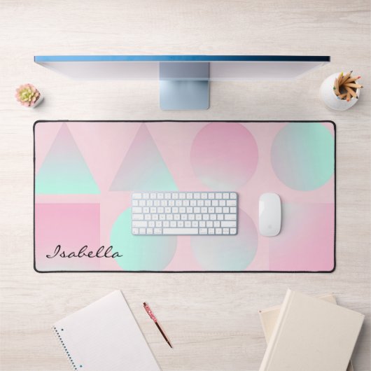Collection Tendance Abstraite Rose Pâle Menthe (Bureau 1)