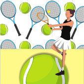 Tennis met racket en ballen bedankkaart