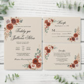 Carte de Menu de Mariage Rose Orange Brûlée et Her (Personnalisez la collection de ce créateur indépendant.)