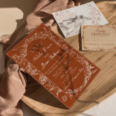 Invitation Boho Floral Burnt Orange Rust Wedding Table Number