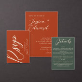 Boho Sinaasappel Groene Bruiloft Details QR Code E Informatiekaartje (Personaliseer de collectie van deze zelfstandige maker.)