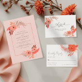 Invitation Modern Coral Orange Floral Terracotta Wedding