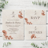 Invitation Mariage aquarelle Boho Terracotta & monogramme (Personnalisez la collection de ce créateur indépendant.)