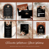 Invitation Trois Volets Boho Terracotta Floral Fleur sauvage Mariage noir
