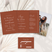 Invitation Mariage minimaliste en terre cuite moderne