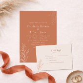Minimal Terracotta Botanical Save the Date Kaart