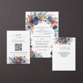 Programme Trois Volets Mariage Moderne Terracotta Navy Pampas Verdure (Personnalisez la collection de ce créateur indépendant.)