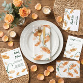 Invitation Mariage Bohème aux fleurs sauvages pêche et vert s