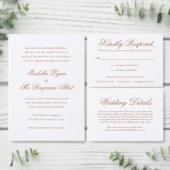 Invitation Tout En Un Mariage élégant et traditionnel en terre cuite (Personnalisez la collection de ce créateur indépendant.)