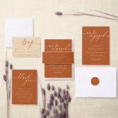 Bandeau De Faire-part Terracotta Signature Script Name Date Wedding (Personnalisez la collection de ce créateur indépendant.)