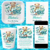 Het grote surfen verjaardagsfeest dank je ronde sticker