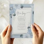 It's A Boy Blue Floral Baby Shower Kaart