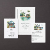 Invitation Mariage de destination aux Caraïbes à l'aquarelle (Personnalisez la collection de ce créateur indépendant.)