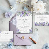 Paarse bloemenbruiloft online details informatiekaartje