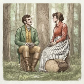 Tom helpt Mary uit een koets Sleutelhanger