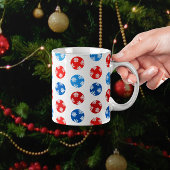 Étiquette Décor bleu et rouge de Noël avec flocons de neige